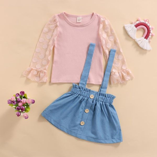 clothing sets 1-5y kids girls sweet clothes set solid lace stitching long flare sleeve pullover + suspender skirt 2pcs spring autumn outfits, White
clothing sets 1-5y kids girls sweet clothes set solid lace stitching long flare sleeve pullover + suspender skirt 2pcs spring autumn outfits, White