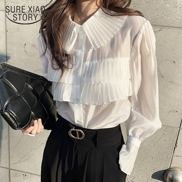 spring new stylish transparent pleated white shirts women blusas turn-down collar single-breasted loose female blouse 13078 210317
spring new stylish transparent pleated white shirts women blusas turn-down collar single-breasted loose female blouse 13078 210317