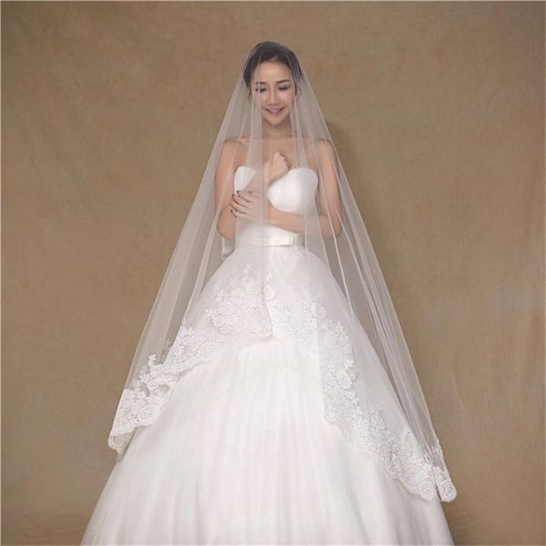 bridal veils elegant lace appliques long one layer wedding cathedral bride's veil hair accessories headdress, Black
bridal veils elegant lace appliques long one layer wedding cathedral bride's veil hair accessories headdress, Black