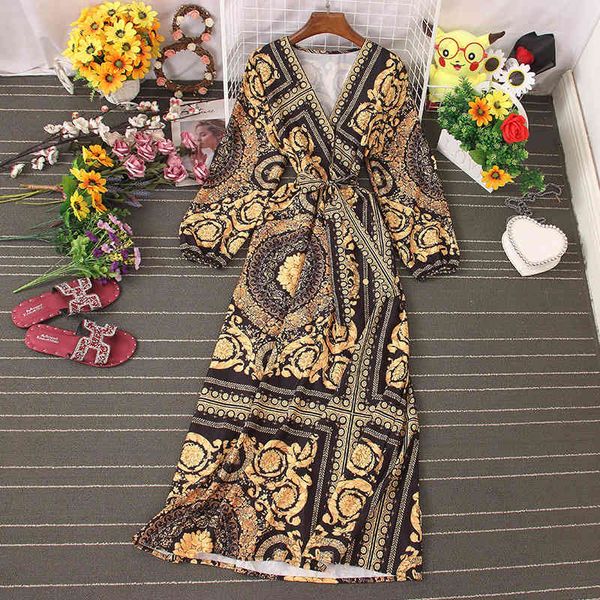 ladies spring summer temperament grace dress bandage v neck high waist print lantern sleeve women's 210520, Black;gray
ladies spring summer temperament grace dress bandage v neck high waist print lantern sleeve women's 210520, Black;gray