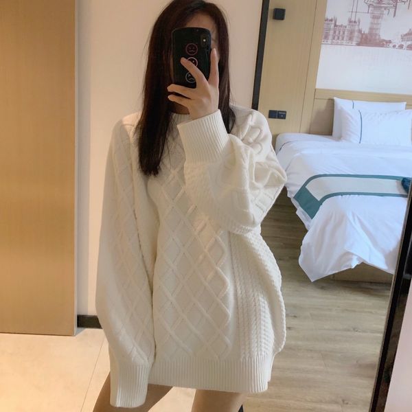 6335 twist lazy wind loose round neck rhomboid sweater lantern sleeve sweater women's fashion four colors, White
6335 twist lazy wind loose round neck rhomboid sweater lantern sleeve sweater women's fashion four colors, White