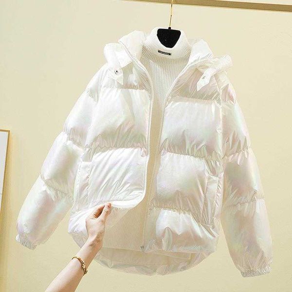 women's down & parkas winter cotton jackets korean women short shiny padded loose casual warm female hooded bread coats lj3381, Black
women's down & parkas winter cotton jackets korean women short shiny padded loose casual warm female hooded bread coats lj3381, Black