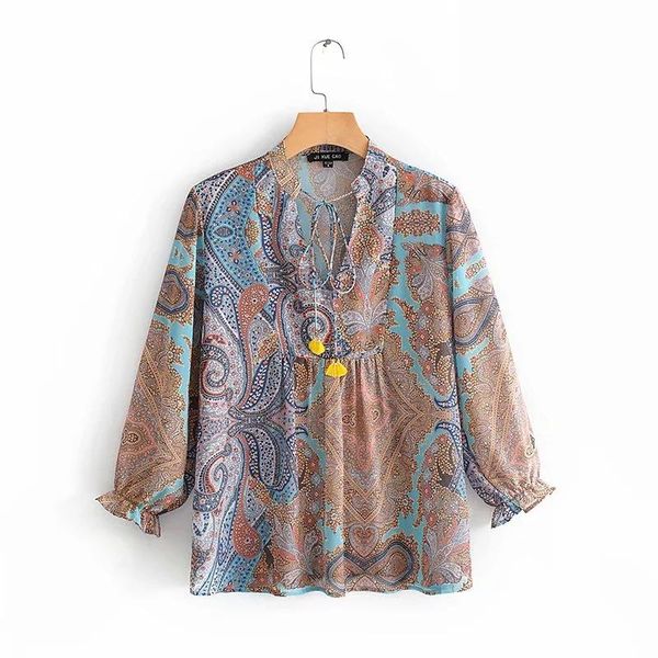 bohemian fashion spiral print long sleeve women blouse 2021 female boho v-neck with lace up bow tassel chic beach shirts femme women's, White
bohemian fashion spiral print long sleeve women blouse 2021 female boho v-neck with lace up bow tassel chic beach shirts femme women's, White
