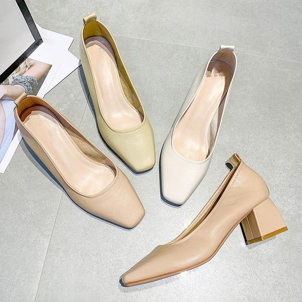 dress shoes 2021 soft leather fashion nude color heels women pumps simple thick heel party, Black
dress shoes 2021 soft leather fashion nude color heels women pumps simple thick heel party, Black