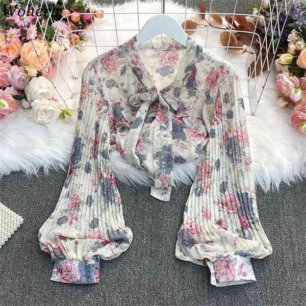 ladies fashion chiffon blouses women v-neck lace up bow lantern sleeve blusas floral pleated shirt femme 210519, White
ladies fashion chiffon blouses women v-neck lace up bow lantern sleeve blusas floral pleated shirt femme 210519, White