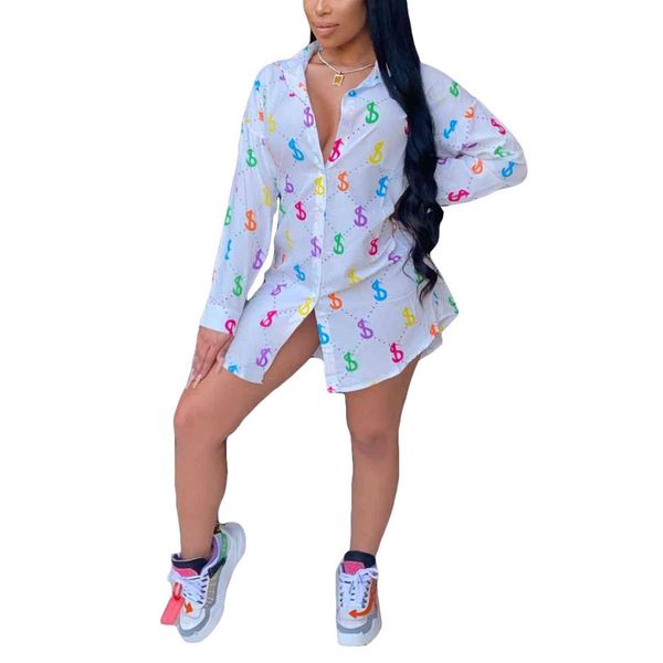 new women's long sleeve dollar printed shirts 2021 fall spring fashion casual buttons slim fit blouses lapel irregular hem x0521, White
new women's long sleeve dollar printed shirts 2021 fall spring fashion casual buttons slim fit blouses lapel irregular hem x0521, White