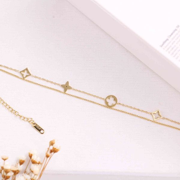 2021 new jewelry decorated titanium steel hollowed out diamond flower double-layer bracelet simple temperament ol style commuter, Black
2021 new jewelry decorated titanium steel hollowed out diamond flower double-layer bracelet simple temperament ol style commuter, Black