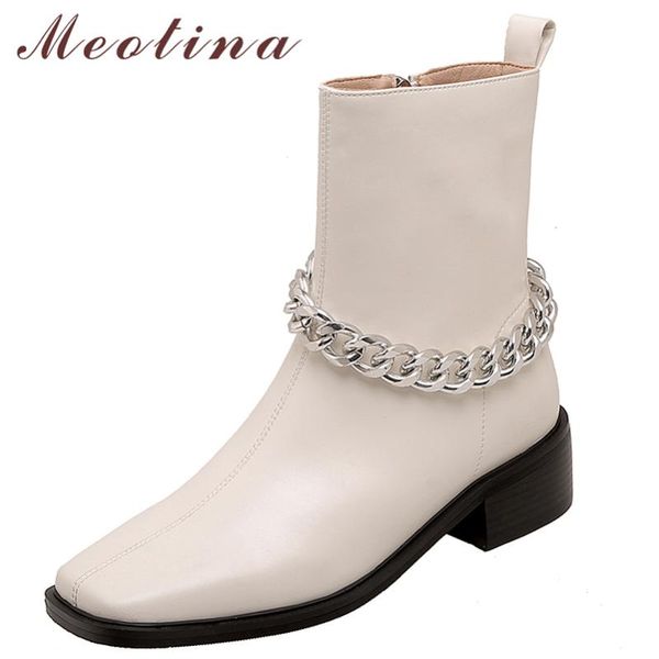 boots meotina women genuine leather high heel square toe ankle thick zipper chain ladies autumn winter beige, Black
boots meotina women genuine leather high heel square toe ankle thick zipper chain ladies autumn winter beige, Black