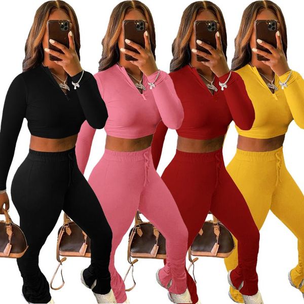women's tracksuits solid color long-sleeved crop pleated pants 2-piece set sportswear european and american clothing, Gray
women's tracksuits solid color long-sleeved crop pleated pants 2-piece set sportswear european and american clothing, Gray