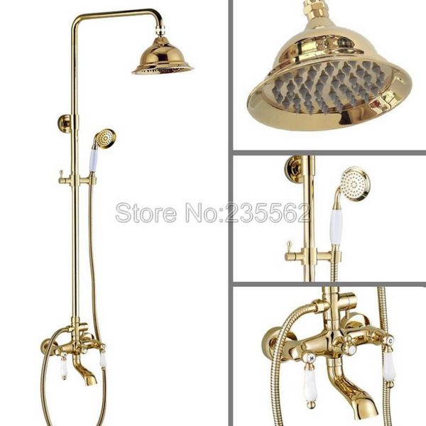 wall mounted gold color brass bathroom rain shower mixer faucet set with 6.3 inch rainfall heads lgf376 sets
wall mounted gold color brass bathroom rain shower mixer faucet set with 6.3 inch rainfall heads lgf376 sets