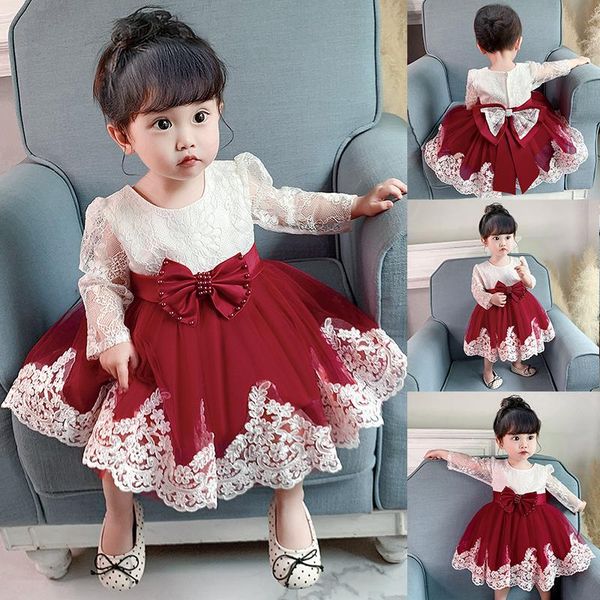 girl's dresses plbbfz long sleeve bowknot dress born 1 year old birthday baby girl party and wedding baptism, Red;yellow
girl's dresses plbbfz long sleeve bowknot dress born 1 year old birthday baby girl party and wedding baptism, Red;yellow
