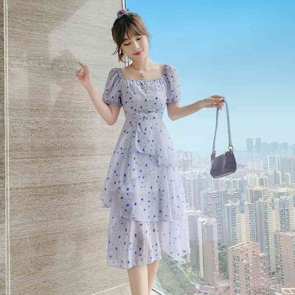 arrival printted chiffon dress women casual floral printed blue holiday puff dress velvet square collar slim cake dress 210514, Black;gray
arrival printted chiffon dress women casual floral printed blue holiday puff dress velvet square collar slim cake dress 210514, Black;gray