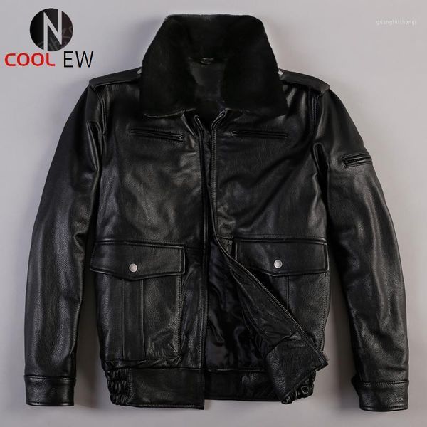 men's leather & faux winter thick lining mens genuine flight jacket fur collar pockets windproof pilot coat male warm cowhide jackets, Black
men's leather & faux winter thick lining mens genuine flight jacket fur collar pockets windproof pilot coat male warm cowhide jackets, Black