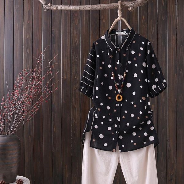 women's blouses & shirts plus size women polka dot blouse big linen ladies' summer, White
women's blouses & shirts plus size women polka dot blouse big linen ladies' summer, White