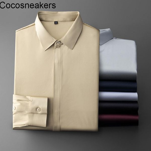 men's dress shirts enjoy silky texture, select seamless glue pressing elastic shirt, light luxury business wrinkle resistant long, White;black
men's dress shirts enjoy silky texture, select seamless glue pressing elastic shirt, light luxury business wrinkle resistant long, White;black