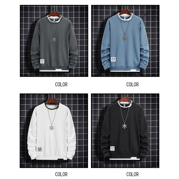men casual sweatshirts hoodie men fake two pieces multi color o-neck fashion male sweatshirt 2021 new, Black
men casual sweatshirts hoodie men fake two pieces multi color o-neck fashion male sweatshirt 2021 new, Black