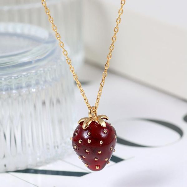 pendant necklaces sweet temperament sen small fresh three-dimensional resin red strawberry shape girl heart necklace collarbone chain, Silver
pendant necklaces sweet temperament sen small fresh three-dimensional resin red strawberry shape girl heart necklace collarbone chain, Silver