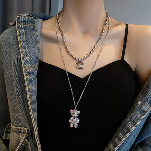 chains titanium steel double-layer bear friend necklace for women hip hop stainless jewelry friendship pendant, Silver
chains titanium steel double-layer bear friend necklace for women hip hop stainless jewelry friendship pendant, Silver