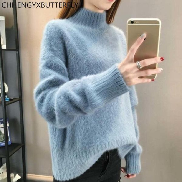 women's sweaters autumn winter women mohair sweater warm half-high collar pullovers solid color knitwear, White;black
women's sweaters autumn winter women mohair sweater warm half-high collar pullovers solid color knitwear, White;black