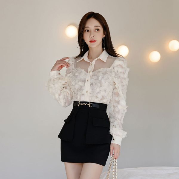 arrival female fashion set spring ol temperament perspective shirt black mini skirt two pieces together
arrival female fashion set spring ol temperament perspective shirt black mini skirt two pieces together