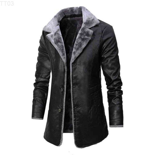 winter men's leather jacket solid color lining velvet business lapel medium length keep warm black windbreaker
winter men's leather jacket solid color lining velvet business lapel medium length keep warm black windbreaker