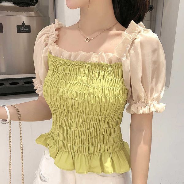 women elegant square collar chiffon blouse shirts vintage puff sleeve lady elastic clothing 210526, White
women elegant square collar chiffon blouse shirts vintage puff sleeve lady elastic clothing 210526, White