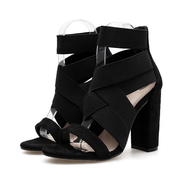 tight strap gladiator high heels 10cm open toe loose dress shoes summer female sandals solid color, Black
tight strap gladiator high heels 10cm open toe loose dress shoes summer female sandals solid color, Black