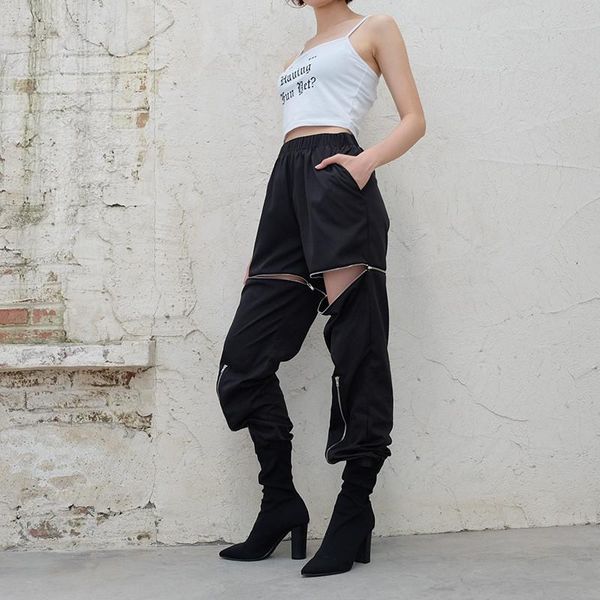 women's pants & capris 2021 summer women fashion black hollow out high waist spliced zipper elastic pockets trousers female, Black;white
women's pants & capris 2021 summer women fashion black hollow out high waist spliced zipper elastic pockets trousers female, Black;white