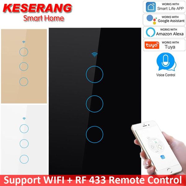 smart home control keserang tuya us wifi wall switch 3 gang,smart light switch,glass panel touch-sensor interruptor gang,works alexa,google
smart home control keserang tuya us wifi wall switch 3 gang,smart light switch,glass panel touch-sensor interruptor gang,works alexa,google
