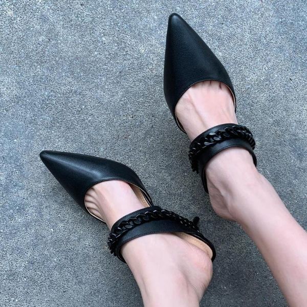 dress shoes lapolaka design genuine leather pointed toe elegant chains slip on mules pumps sandal kitten heels woman, Black
dress shoes lapolaka design genuine leather pointed toe elegant chains slip on mules pumps sandal kitten heels woman, Black