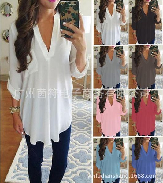 v-neck large women's long sleeve pocket loose chiffon shirt, White
v-neck large women's long sleeve pocket loose chiffon shirt, White