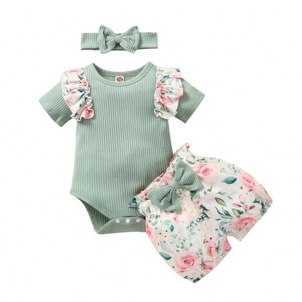 clothing sets born baby girl clothes set summer solid color short sleeve romper flower shorts headband 3pcs outfit infant, White
clothing sets born baby girl clothes set summer solid color short sleeve romper flower shorts headband 3pcs outfit infant, White
