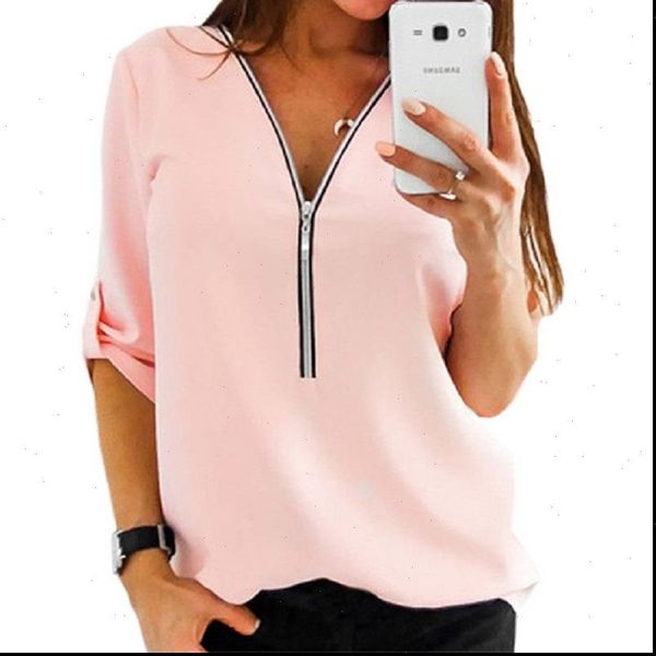 womens shirts women summer chiffon blouse v neck zipper roll up loose shirt blouses blusa ladies vestido plus, White
womens shirts women summer chiffon blouse v neck zipper roll up loose shirt blouses blusa ladies vestido plus, White