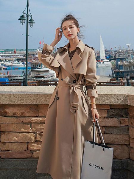 women's trench coats 2021 autumn medium and long khaki windbreaker british loose korean style over knee coat, Tan;black
women's trench coats 2021 autumn medium and long khaki windbreaker british loose korean style over knee coat, Tan;black