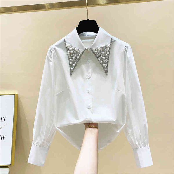 blouses beads diamond doll collar white shirt for women spring autumn loose lady chic female all-match blouse blusa
blouses beads diamond doll collar white shirt for women spring autumn loose lady chic female all-match blouse blusa