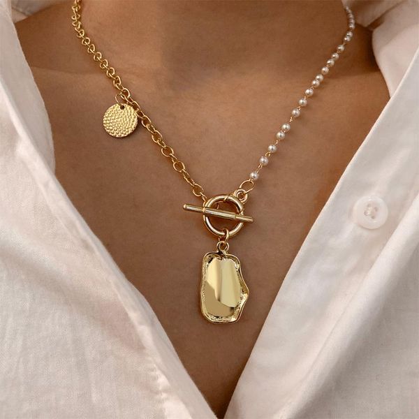 chains punk imitation pearl chain toggle clasp lasso choker necklaces collar irregular metal sheet pendant for women jewelry, Silver
chains punk imitation pearl chain toggle clasp lasso choker necklaces collar irregular metal sheet pendant for women jewelry, Silver