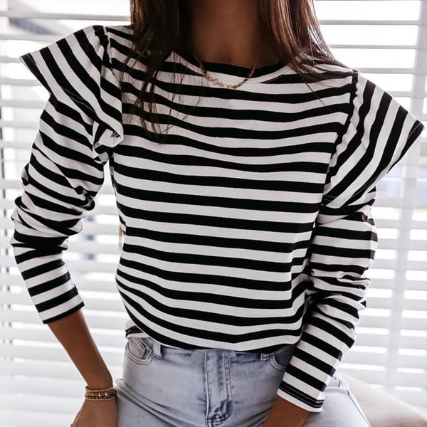elegant office fashion autumn striped women blouses ruffles long sleeve o neck pullover modern slim black red, White
elegant office fashion autumn striped women blouses ruffles long sleeve o neck pullover modern slim black red, White
