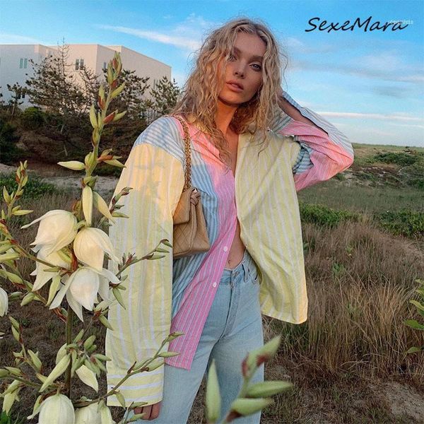 women's blouses & shirts fashion 2021 women autumn streetwear striped patchwork long sleeves loose shirts1, White
women's blouses & shirts fashion 2021 women autumn streetwear striped patchwork long sleeves loose shirts1, White