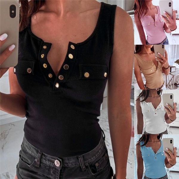 women's t-shirt pure color sleeveless 2021 summer v neck casual button street ladies t shirt, White
women's t-shirt pure color sleeveless 2021 summer v neck casual button street ladies t shirt, White