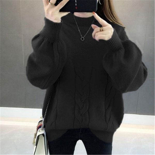 women's sweaters 2021 winter women sweater half turtleneck lantern sleeve knit pullover loose fashion jumper pull pz2697, White;black
women's sweaters 2021 winter women sweater half turtleneck lantern sleeve knit pullover loose fashion jumper pull pz2697, White;black