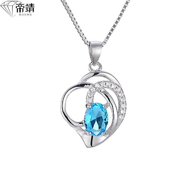 925 sterling silver simple heart japanese and korean pendant personality soft inlaid blue zircon pendant jewelry, Black
925 sterling silver simple heart japanese and korean pendant personality soft inlaid blue zircon pendant jewelry, Black