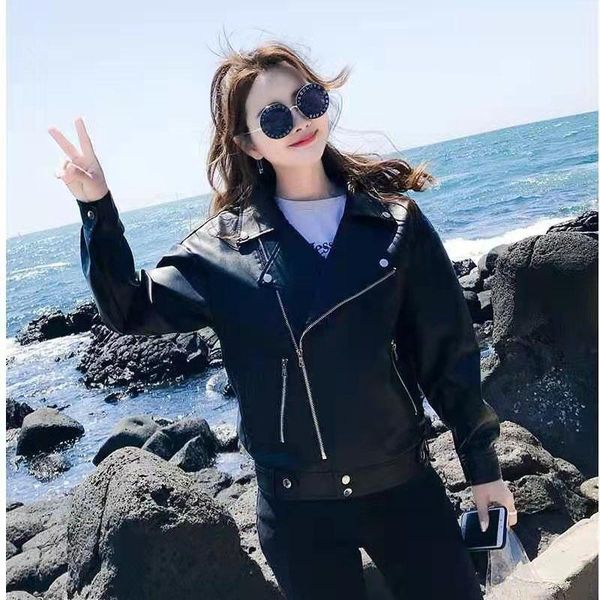 women's leather & faux jacket women casual pu loose motorcycle jackets female streetwear oversized coat korean chic spring, Black
women's leather & faux jacket women casual pu loose motorcycle jackets female streetwear oversized coat korean chic spring, Black