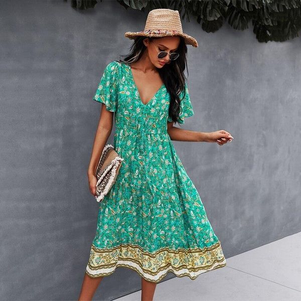 women's swimwear drop spring print dress women casual short sleeve v neck high waist for woman 2021 bohemian summer, White;black
women's swimwear drop spring print dress women casual short sleeve v neck high waist for woman 2021 bohemian summer, White;black
