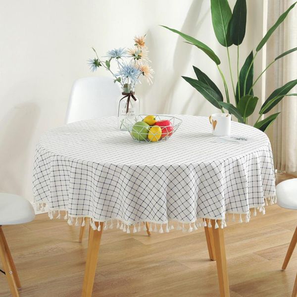 table cloth soft dining room home decoration dustproof oilproof white grid with tassel round tablecloth kitchen el protective cover
table cloth soft dining room home decoration dustproof oilproof white grid with tassel round tablecloth kitchen el protective cover