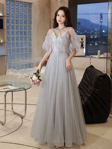 2021 fairy gray evening dresses with cape beading neckline prom gowns soft tulle sequins decorationsparty, Black;red
2021 fairy gray evening dresses with cape beading neckline prom gowns soft tulle sequins decorationsparty, Black;red