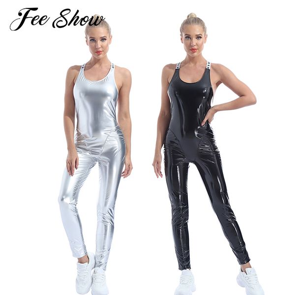 womens patent leather bodysuit gym jumpsuit women pants wet look sleeveless leotard workout fitness running sports tracksuits, Black;white
womens patent leather bodysuit gym jumpsuit women pants wet look sleeveless leotard workout fitness running sports tracksuits, Black;white
