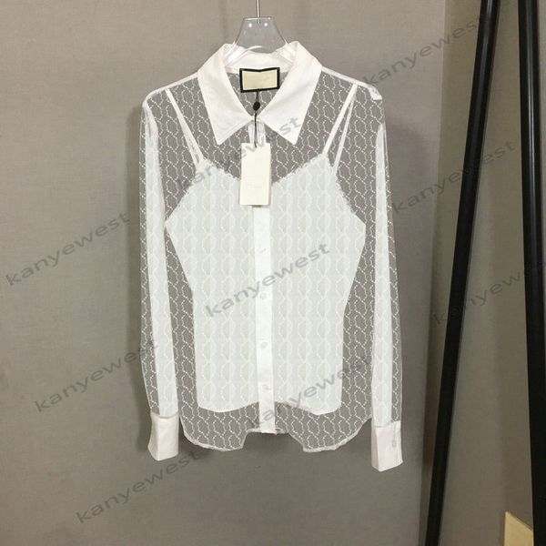 22ss luxury designer womens shirts women classic double letter print shirts with suspenders lady mesh perspective shirt party banquet girls, White
22ss luxury designer womens shirts women classic double letter print shirts with suspenders lady mesh perspective shirt party banquet girls, White