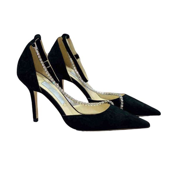 women's formal shoes new rhinestone chain sandals hollow high thin heels professional pointed single shoes, Black
women's formal shoes new rhinestone chain sandals hollow high thin heels professional pointed single shoes, Black