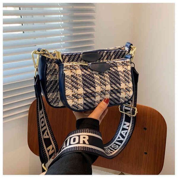 2022 latest handbag factory store july this year's popular small bag women's lattice multi-purpose broadband