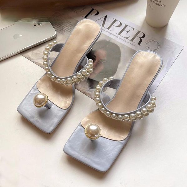 

slippers fashion brand party dresses shoes fulgurant pearl sandals thin belt roman low heels women flip flops casual beach j8e4, Black